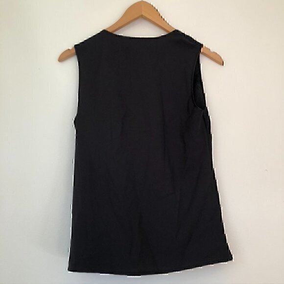 VINTAGE VTG VANITY FAIR Solid Black Textured Floral Semi Sheer Tank Top Small SM - Picture 6 of 7